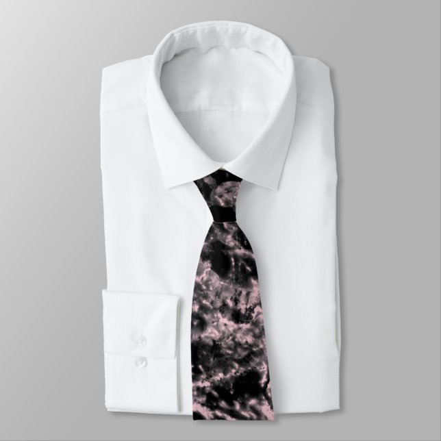 Pink and Black Marble  Tie (Tied)