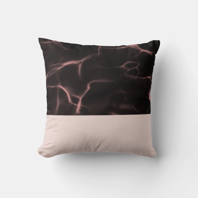 Pink and Black Marbled Theme Throw Pillow (Front)