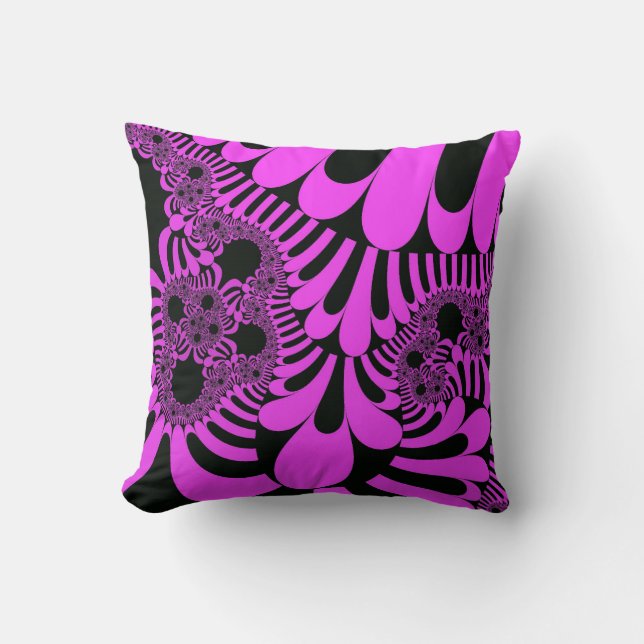 Pink and Black Mod Throw Pillow (Front)
