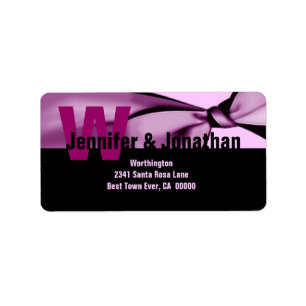 Pink and black Modern Bow Monogram Label