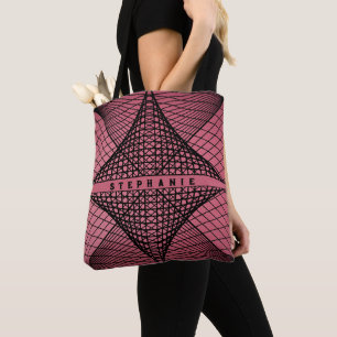 Pink And Black Modern Geometric Lines Tote Bag