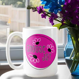 Pink and Black Modern Inspirational Choose Joy Mug