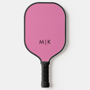 Pink and Black Modern Monogram Pickleball Paddle