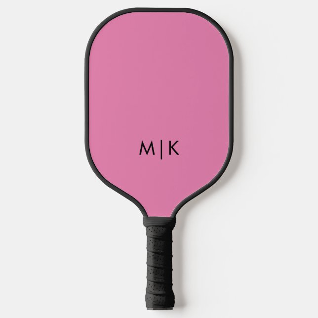 Pink and Black | Modern Monogram Pickleball Paddle (Front)