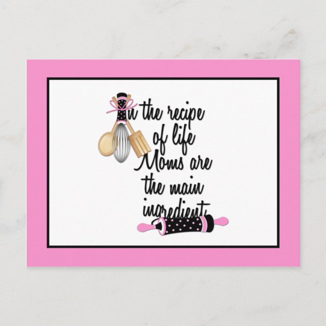 Pink and Black Mom Recipe Card (Front)