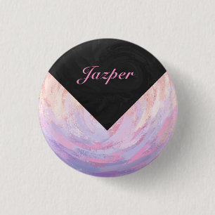 Pink and Black Monogram 1 Inch Round Button