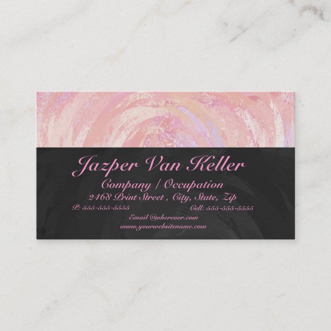 Pink and Black Monogram Business Card (Front)