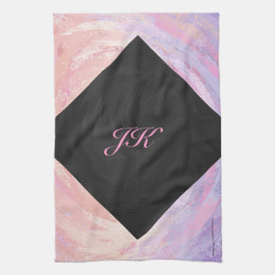 Pink and Black Monogram Kitchen Towel