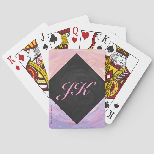 Pink and Black Monogram Playing Cards (Back)