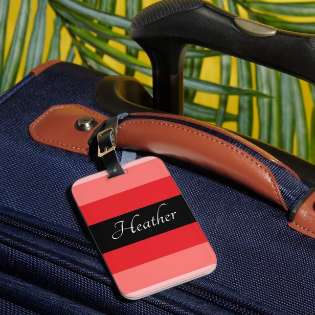 Pink and Black Monogrammed Luggage Tag (Front Insitu 1)