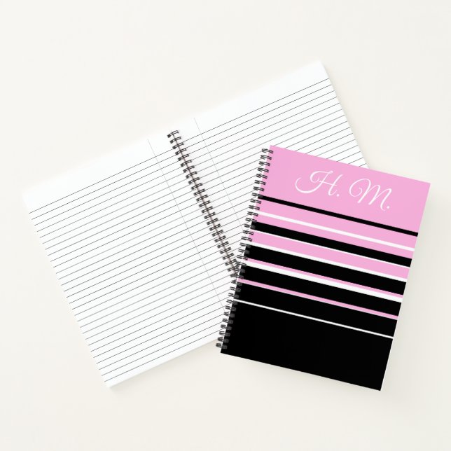 Pink and Black Monogrammed Notebook (Inside)