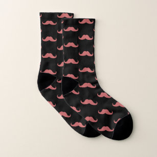 Pink and black Mustache Socks