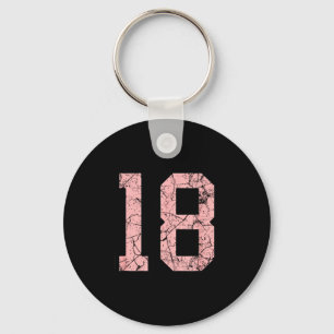 Pink And Black Number 18 Jersey Player Uniform #18 Keychain