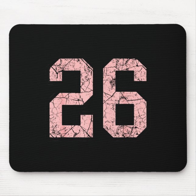 Pink And Black Number 26 Jersey Player Uniform #26 Mouse Pad (Front)