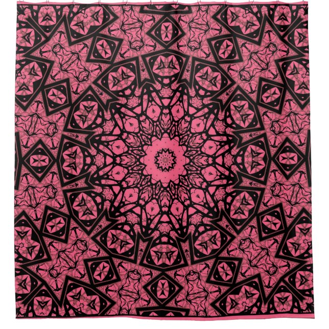 Pink and black ornament shawl patchwork shawl (Front)