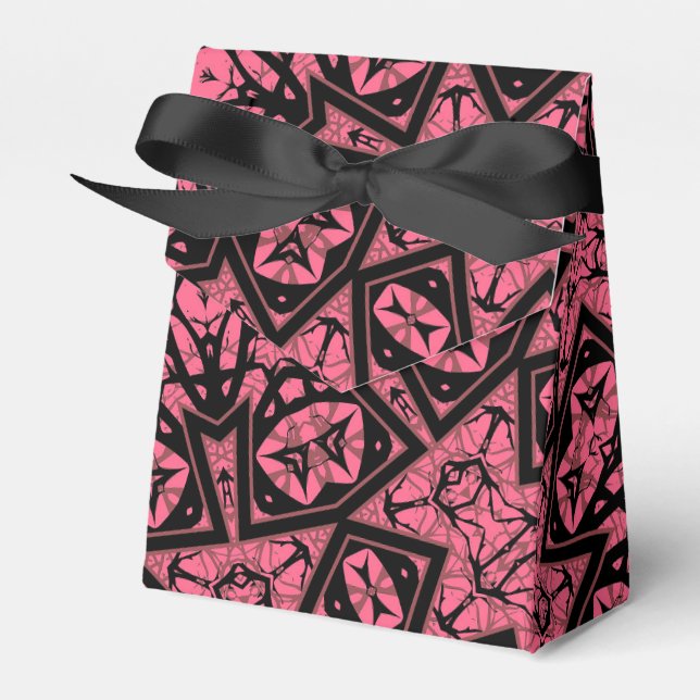 Pink and black ornament shawl patchwork shawl favor box (Front Side)