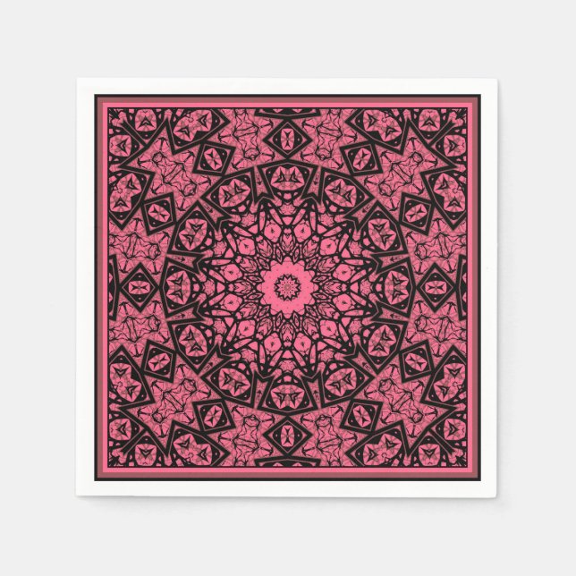 Pink and black ornament shawl patchwork shawl napkin (Front)
