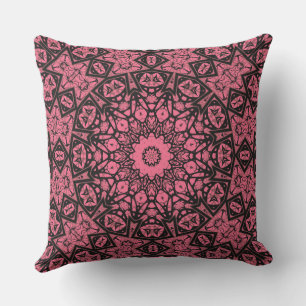 Pink and black ornament shawl patchwork shawl outdoor pillow