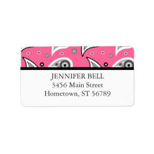 Pink and Black Paisley Address Label
