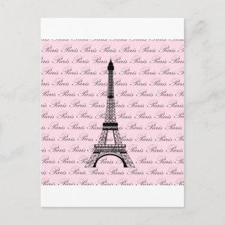 Pink and Black Paris Eiffel Tower Postcard