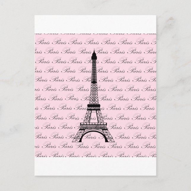 Pink and Black Paris Eiffel Tower Postcard (Front)