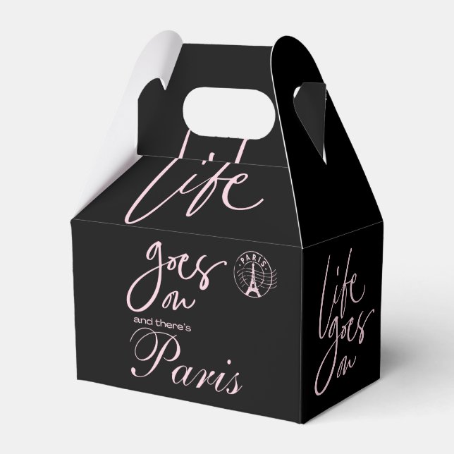 Pink and black paris favor box (Front Side)
