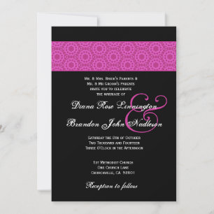 Pink and Black Pattern Wedding Invitation