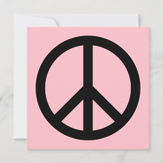 Pink and Black Peace Symbol Blank Invitation (Front)