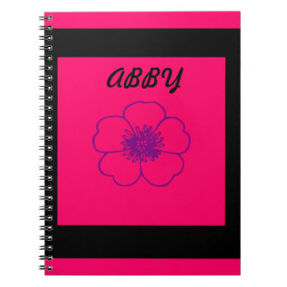 pink and black photo notebook. notebook
