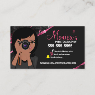 Pink and Black photographer lens Business card