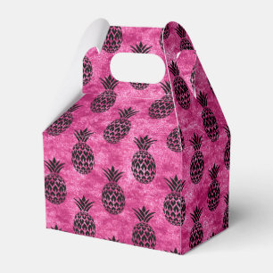 Pink and Black Pineapple Tropical Birthday Party Favor Box