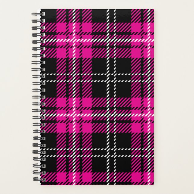 Pink and Black Plaid Planner Notebook (Front)