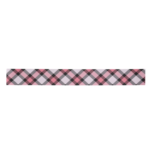 Pink and black Plaid Satin Ribbon (Front)