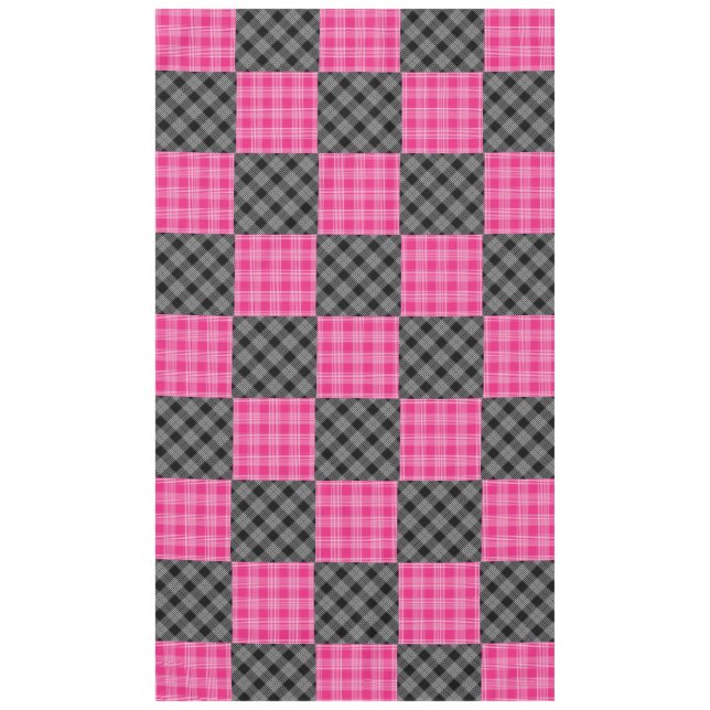 Pink and Black Plaid Tabelcloth Tablecloth (Front)
