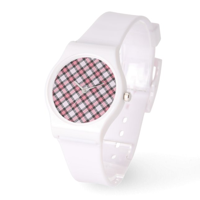 pink and black plaid watch (Angle)