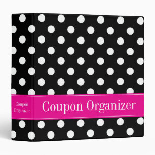 Pink and Black Polka Dot Coupon Organizer Binder