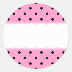 Pink and Black Polka Dot Pattern. Classic Round Sticker