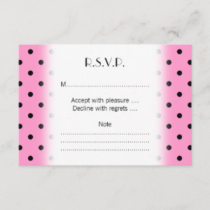 Pink and Black Polka Dot Pattern. RSVP Card