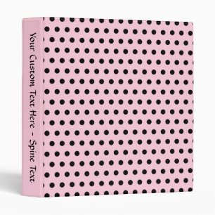 Pink and Black Polka Dot Pattern. Spotty. Binder