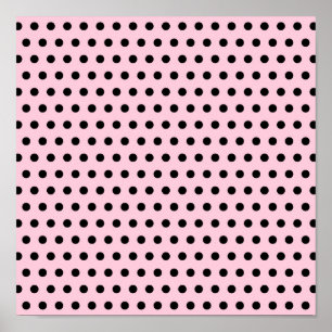 Pink and Black Polka Dot Pattern. Spotty. Poster
