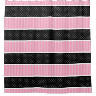 Pink and Black Polka Dot Stripes Pattern