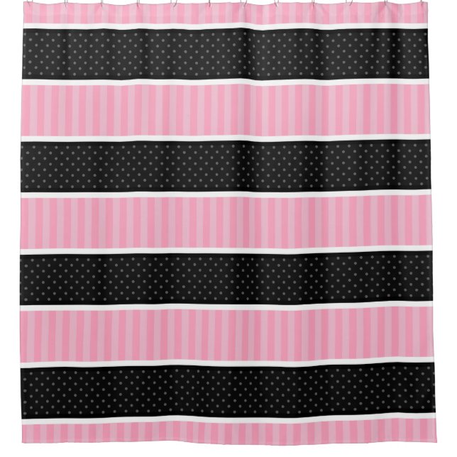 Pink and Black Polka Dot Stripes Pattern (Front)