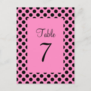 Pink and Black Polka Dot Table Number Postcard