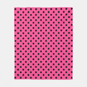 Pink and Black Polka Dots Fleece Blanket