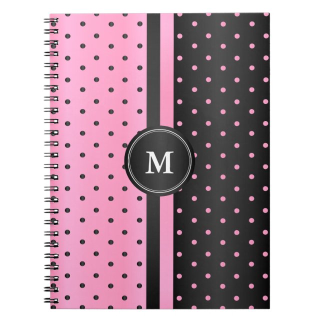 Pink and Black Polka Dots Notebook (Front)