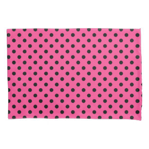 Pink and Black Polka Dots Pillowcase