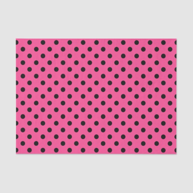 Pink and Black Polka Dots Tissue Paper (Front)