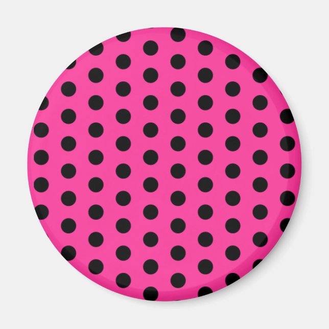 Pink and Black Polkadot Magnet (Front)
