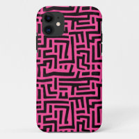 Pink And Black Pop Art Maze Pattern