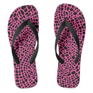 Pink And Black Psychedelic Oragnic Skin Pattern Flip Flops